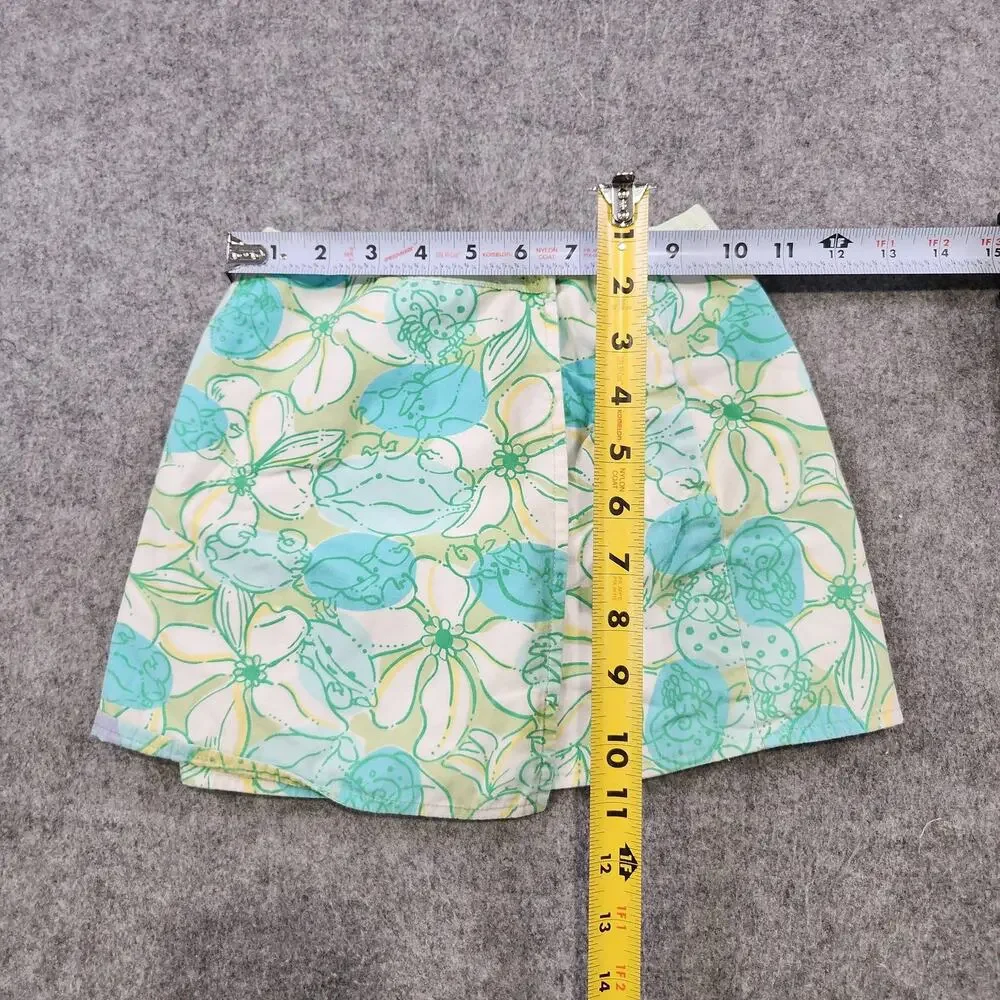 VTG Lilly Pulitzer Skirt Girls 5 Reversible Floral Tropical Wrap Green Blue Aqua